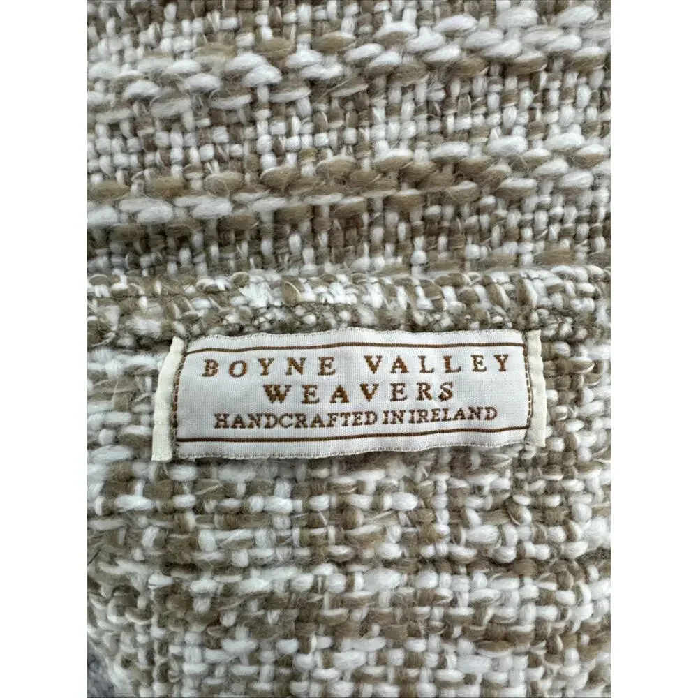 Boyne Vallley Weavers Shawl Handcrafted Ireland Women Brown Woven Fringe Pocket